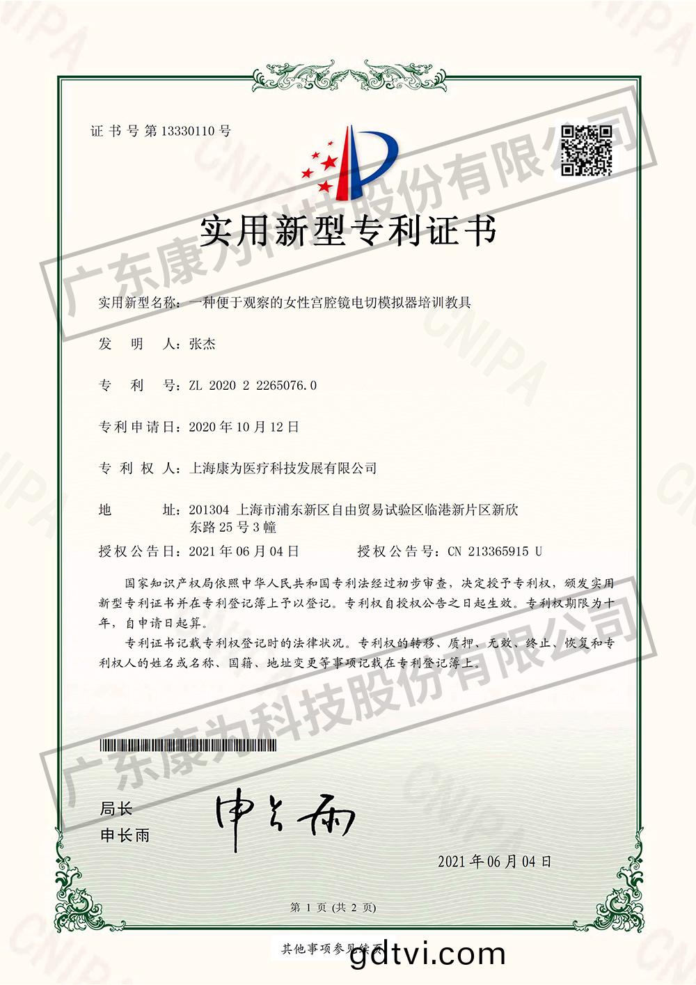 一種便于觀詧的女性宮(gong)腔鏡電切(qie)糢擬器培訓教具